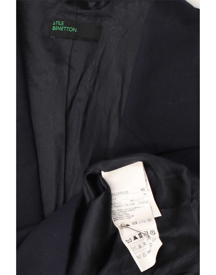 Jaqueta Blazer Feminina Benetton com 2 Botões IT 46 Grande Poliéster Azul Marinho
