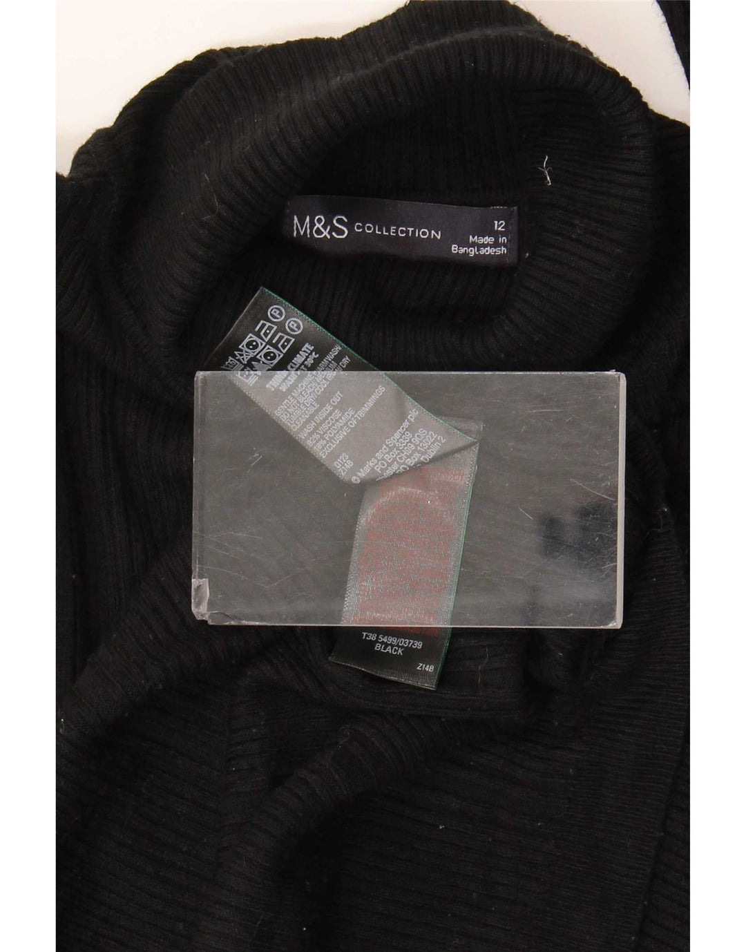Suéter feminino Marks & Spencer com gola redonda e viscose preta média Reino Unido 12