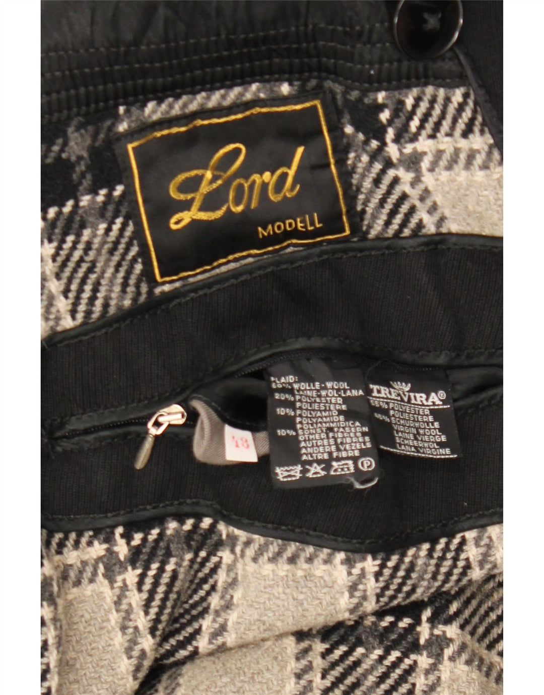 Lord Mens Trench Coat IT 48 Lã Preta Média