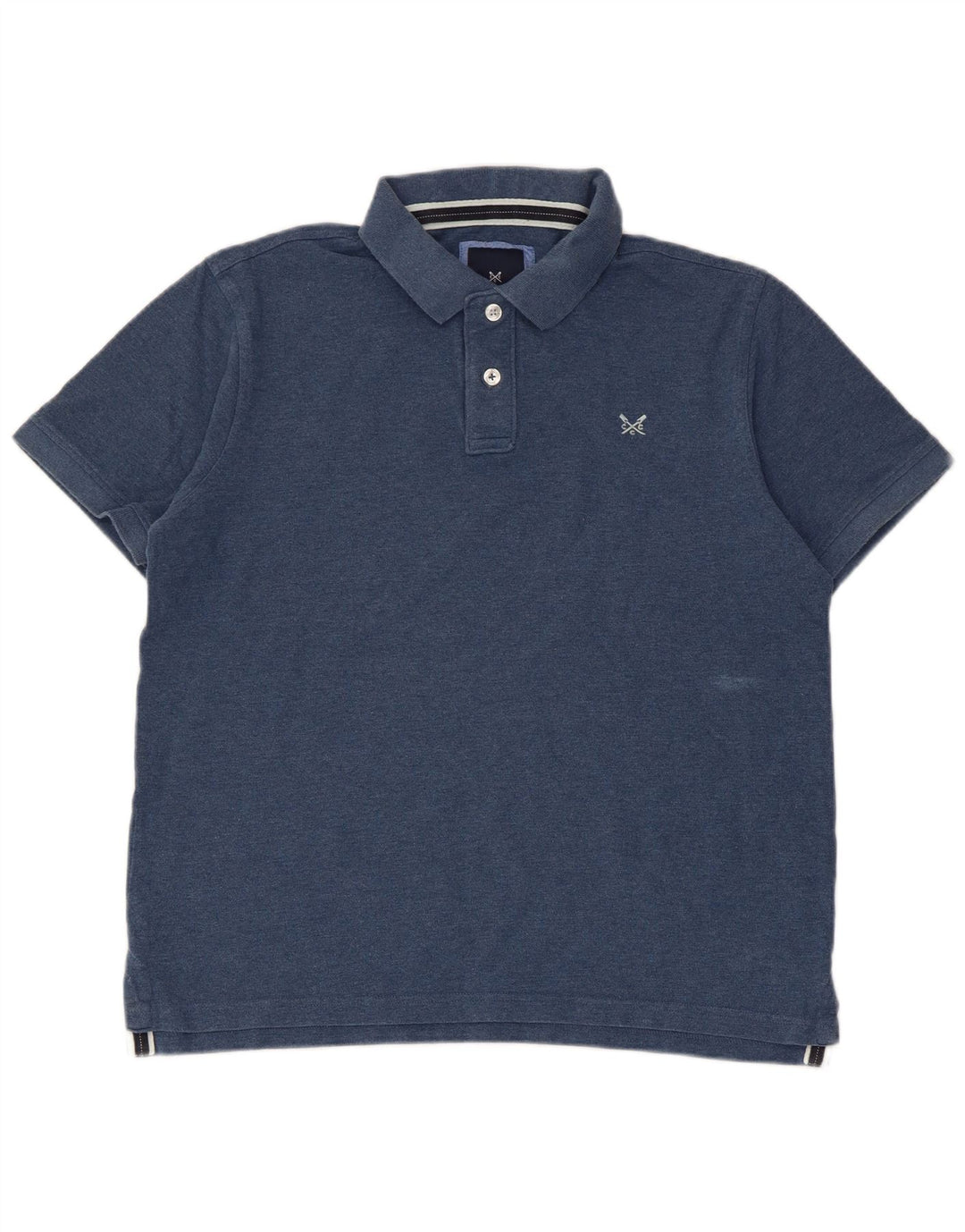 CREW CLOTHING Camisa polo masculina grande algodão azul