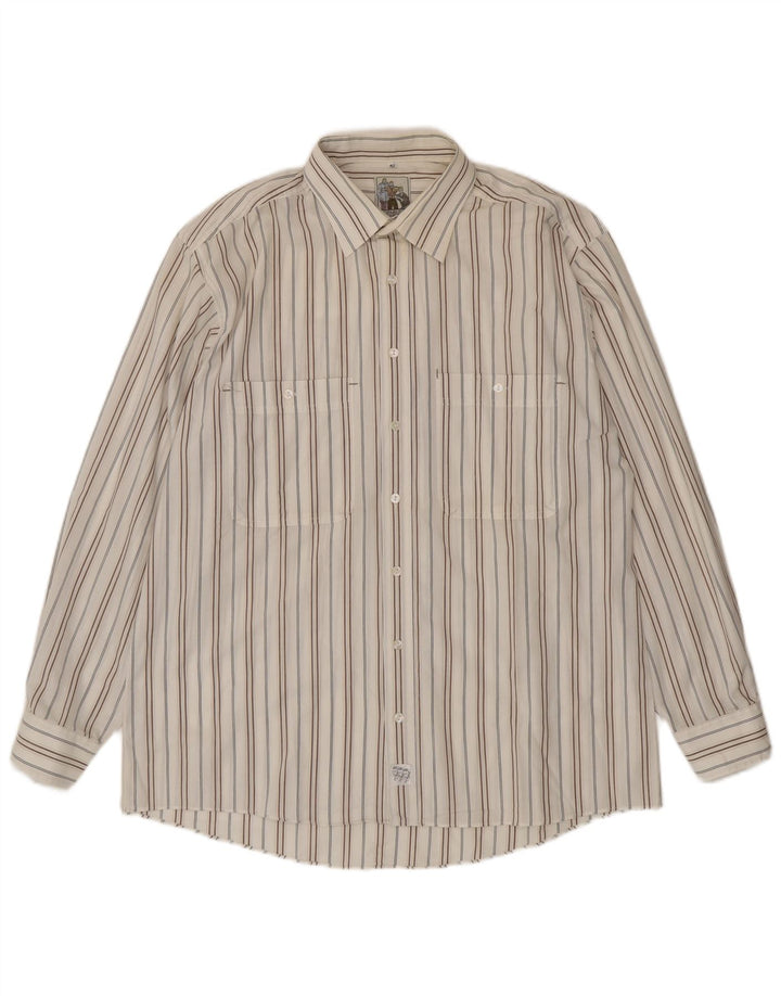Camisa masculina Dornbusch tamanho 42 listrada branca grande