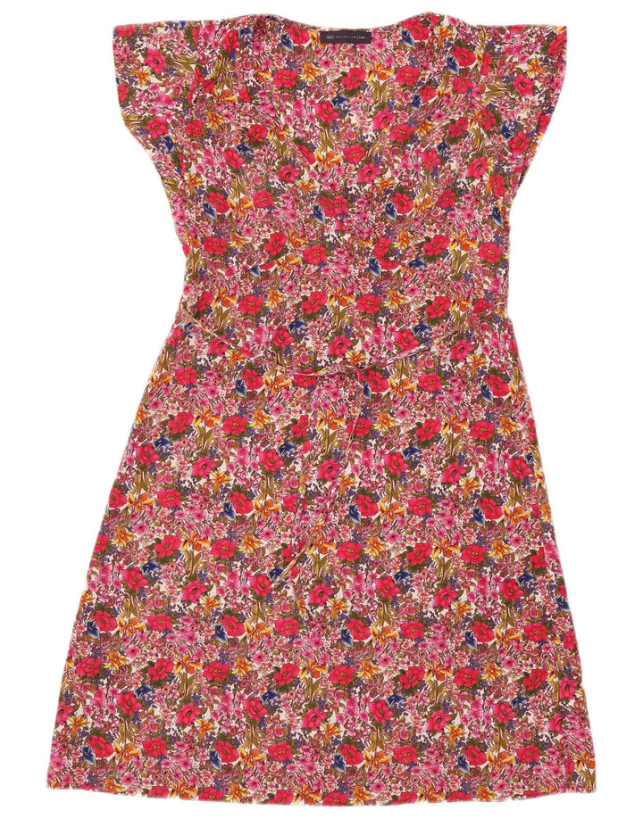 Vestido feminino Marks & Spencer A-Line UK 10 pequeno poliéster floral rosa