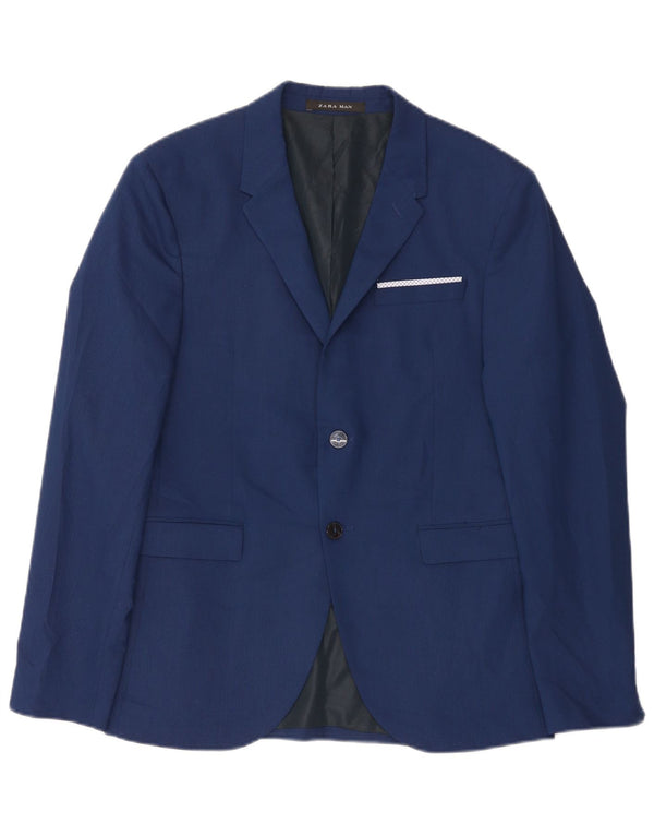 Jaqueta blazer masculina Zara com 2 botões EU 50 azul médio