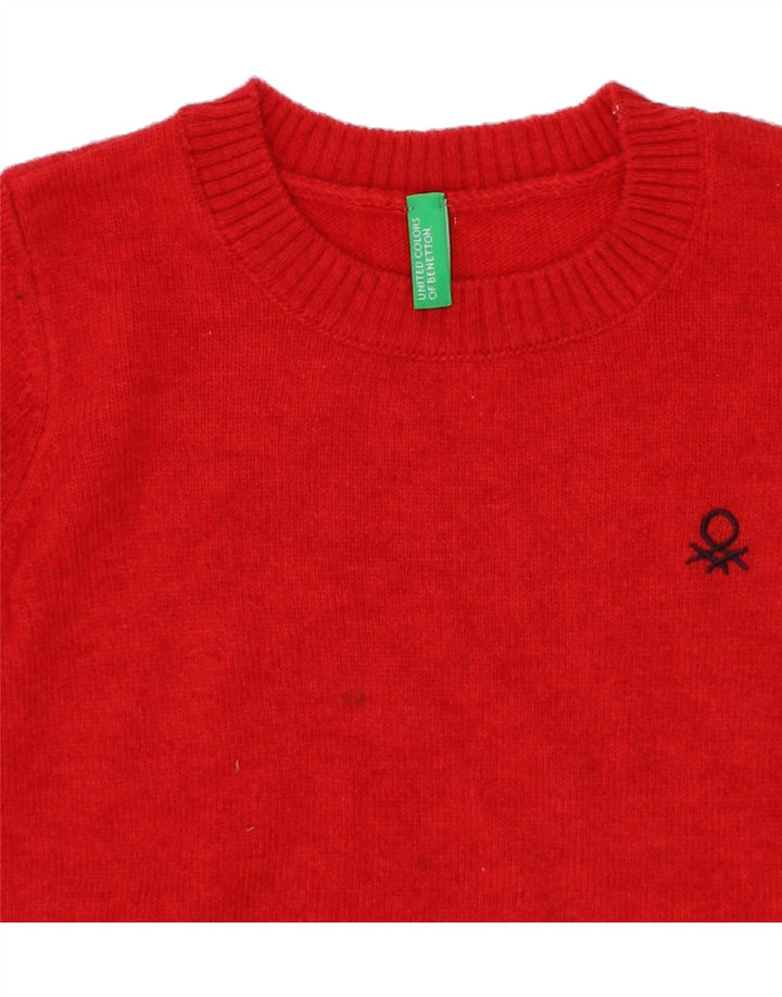 BENETTON Baby Boys Boat Neck Jumper Sweater 18-24 Months Red Wool Vintage Benetton and Second-Hand Benetton from Messina Hembry 