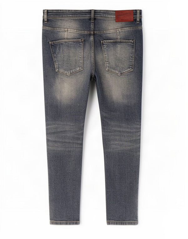 Zara Jeans skinny masculino desgastado UE 42 grande W32 L28 algodão azul