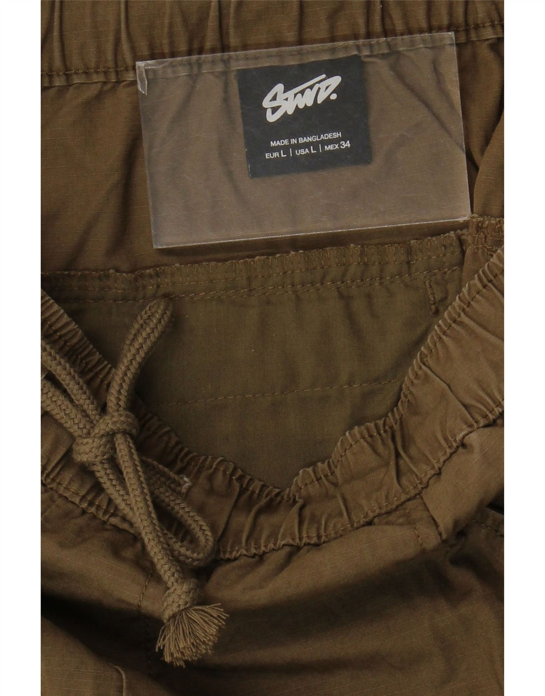 Shorts cargo masculino STWD grande W34 cáqui