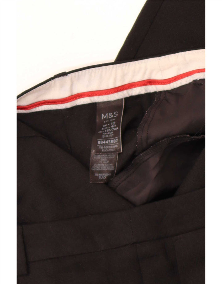 Calça feminina Marks & Spencer Slim Suit Reino Unido 12 Médio W32 L25 Preta