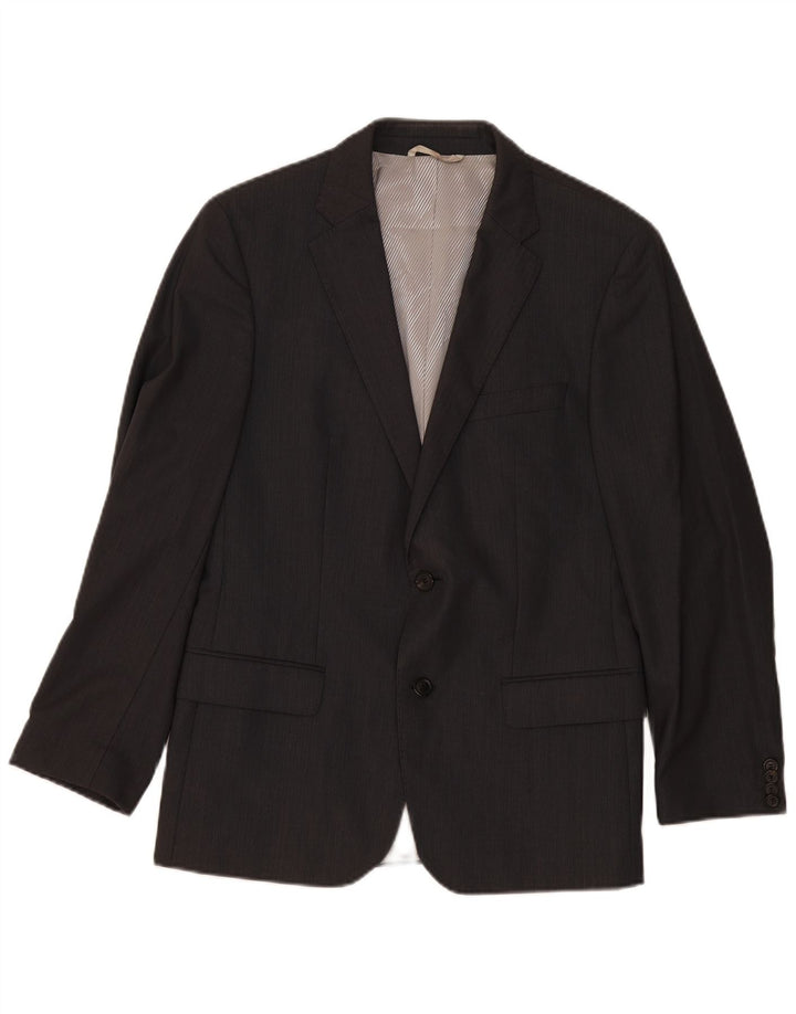 Jaqueta blazer masculina Hugo Boss com 2 botões UE 46 pequena lã cinza