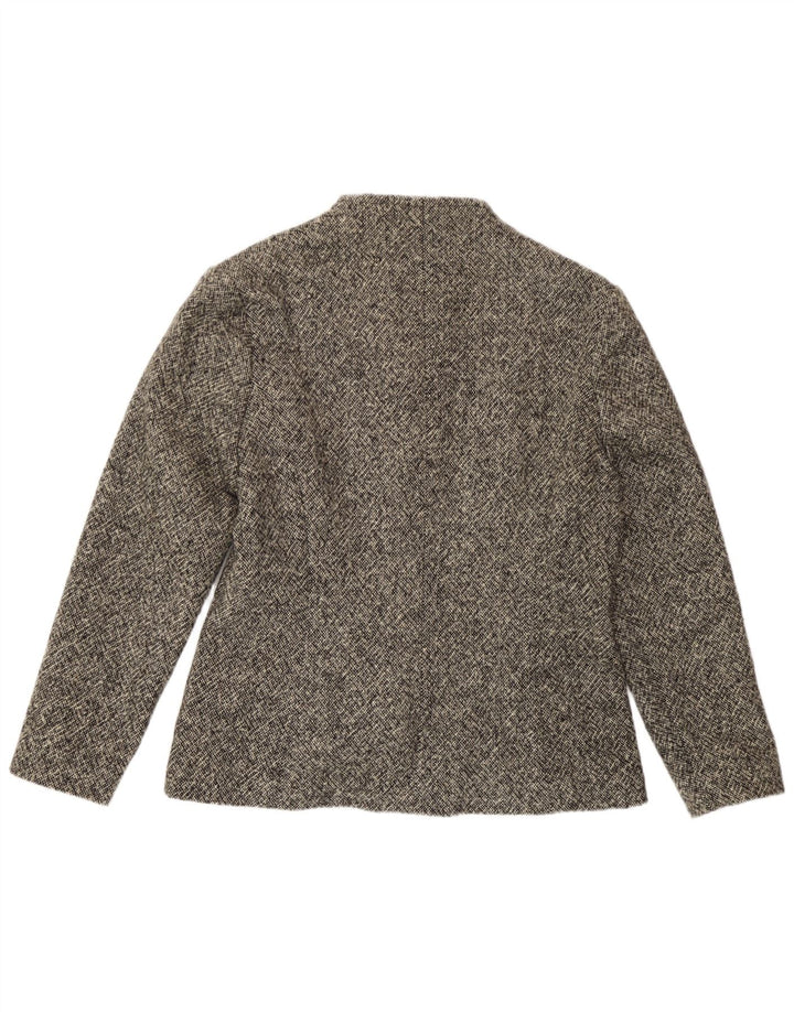 Jaqueta blazer vintage feminina com 3 botões Reino Unido 12 cinza médio manchado
