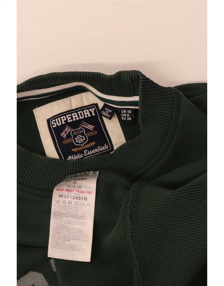Superdry feminino gráfico oversized moletom jumper UK 10 pequeno verde