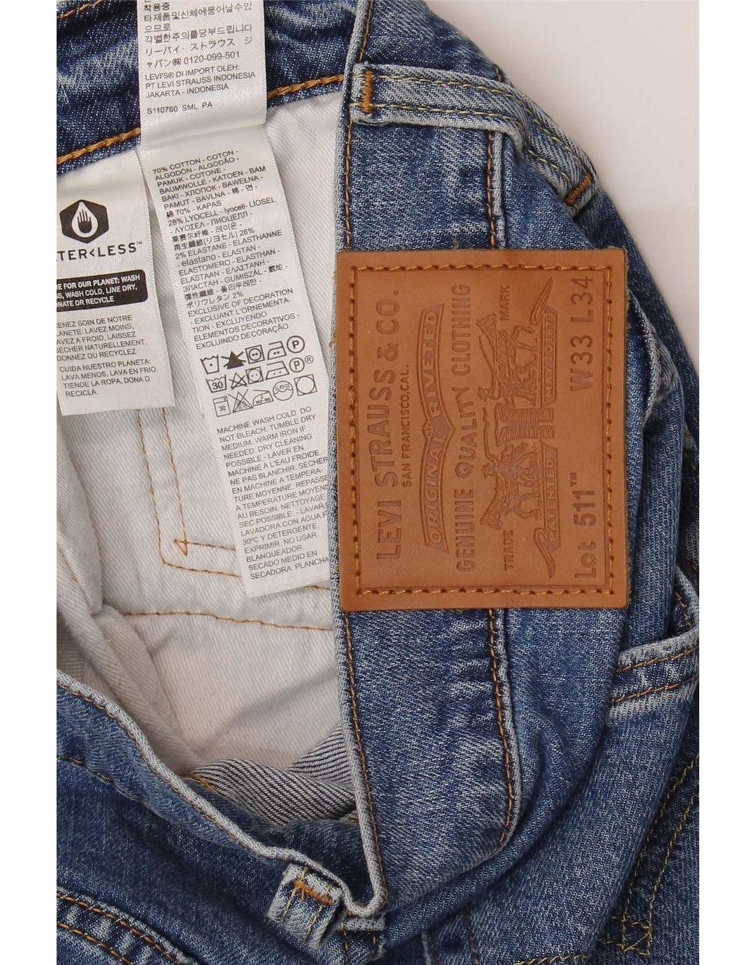 Levi's Masculino 511 Slim Jeans W33 L34 Azul Algodão