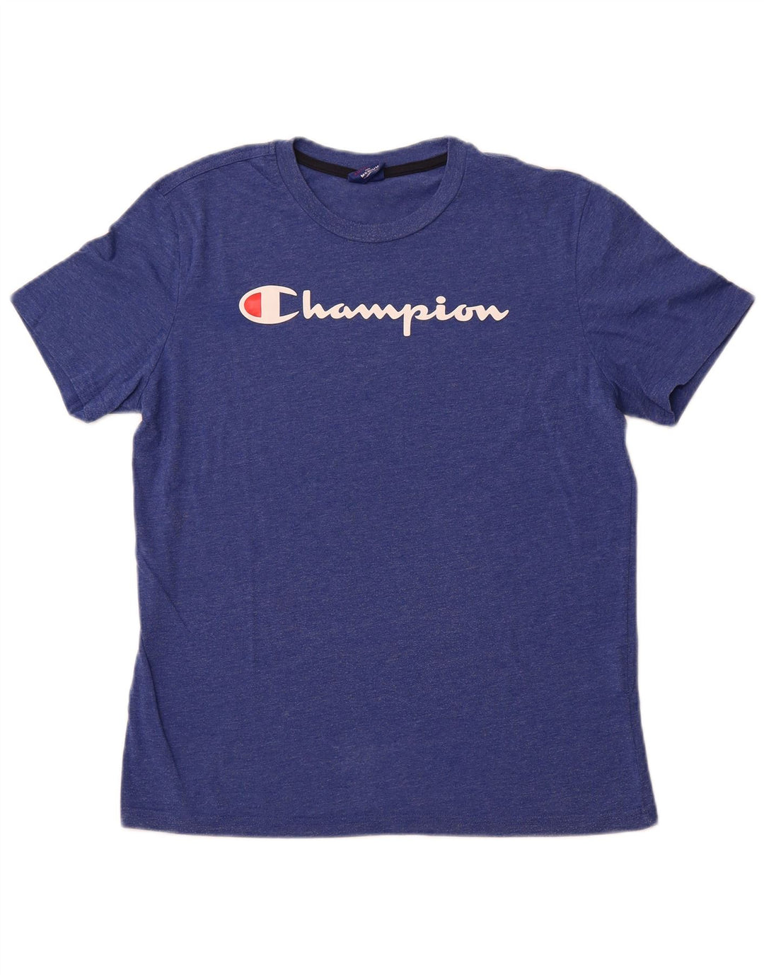 Camiseta masculina gráfica CHAMPION Top médio algodão azul