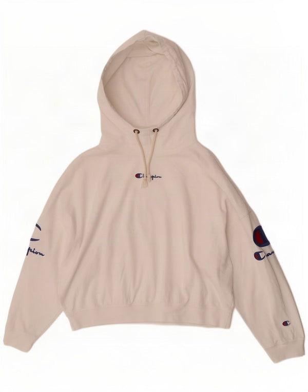Jumper feminino com capuz estampado de manga 3/4 da Champion UK 4 XS branco