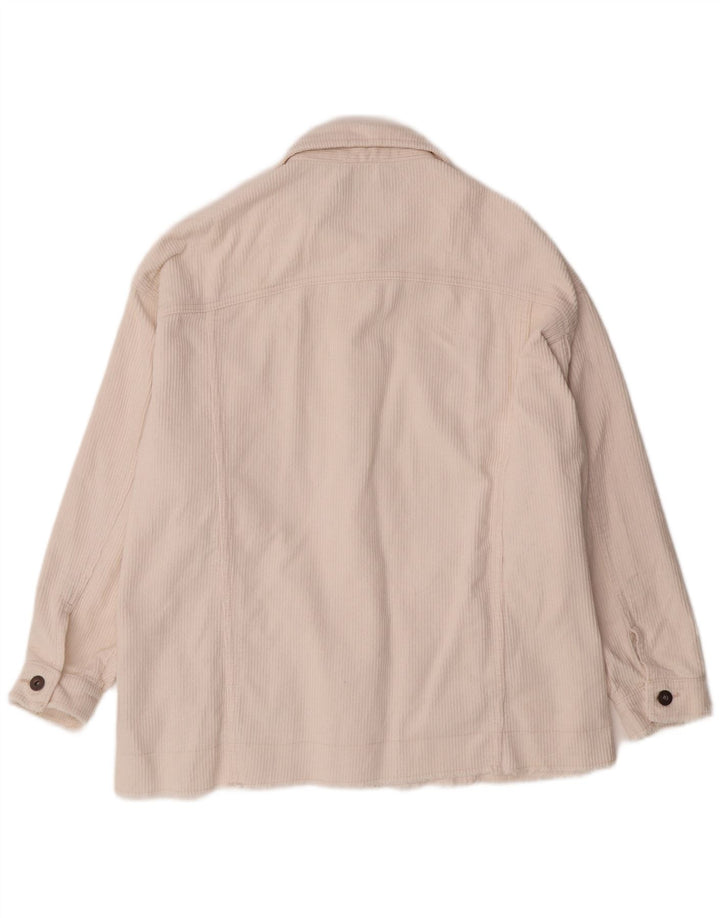 Jaqueta feminina de veludo cotelê ZARA UK 16 grande algodão branco