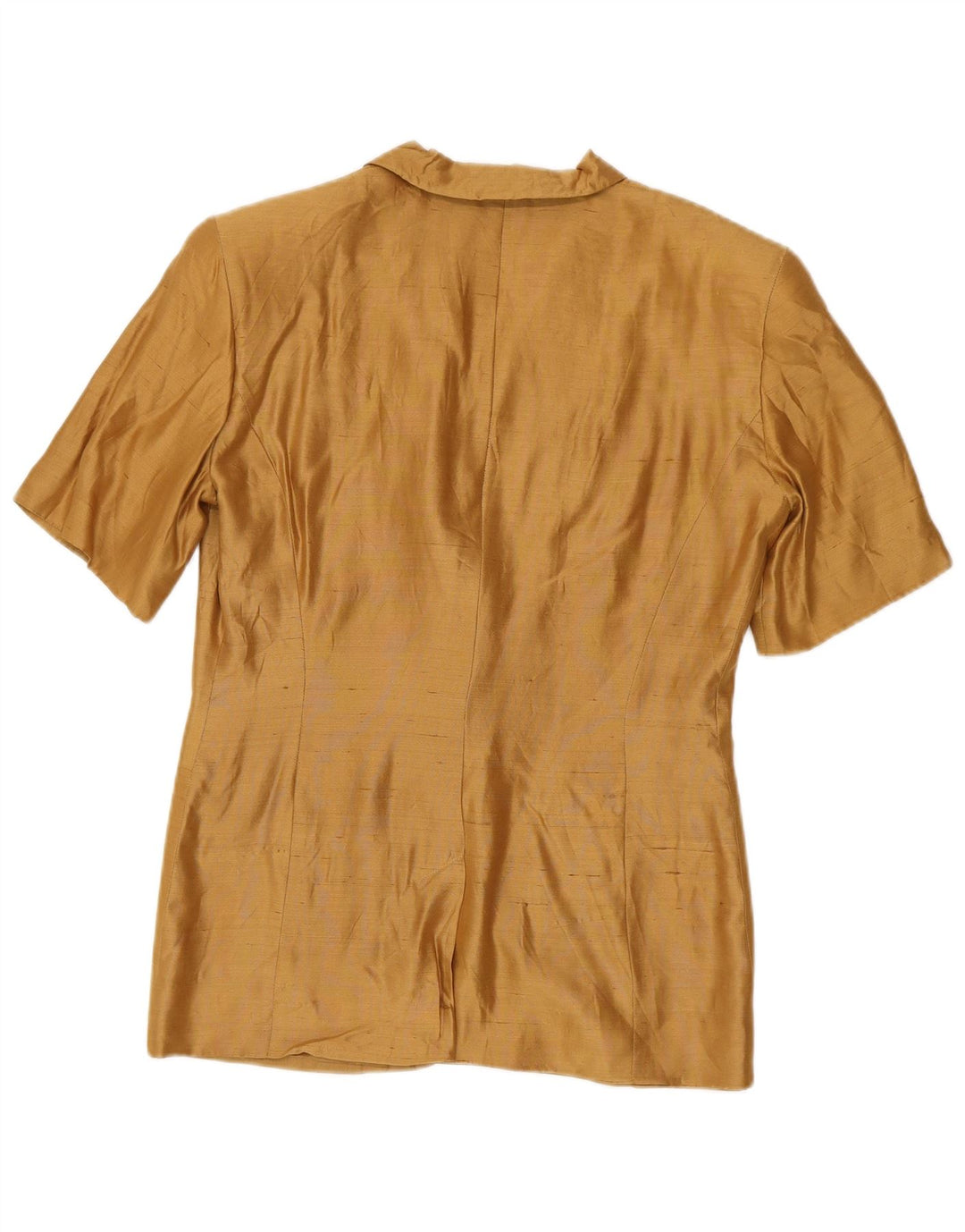 Blusa feminina de manga curta Max Mara Reino Unido 12 seda marrom médio