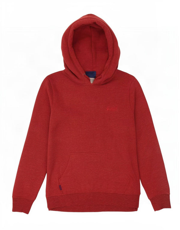 Suéter com capuz feminino Superdry UK 12 médio algodão borgonha