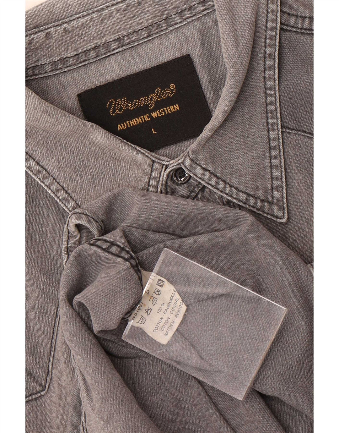 Camisa jeans masculina Wrangler grande algodão cinza