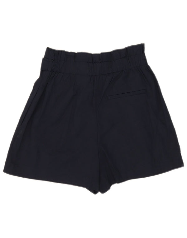 Zara Shorts feminino de cintura alta pequeno W26 algodão azul marinho
