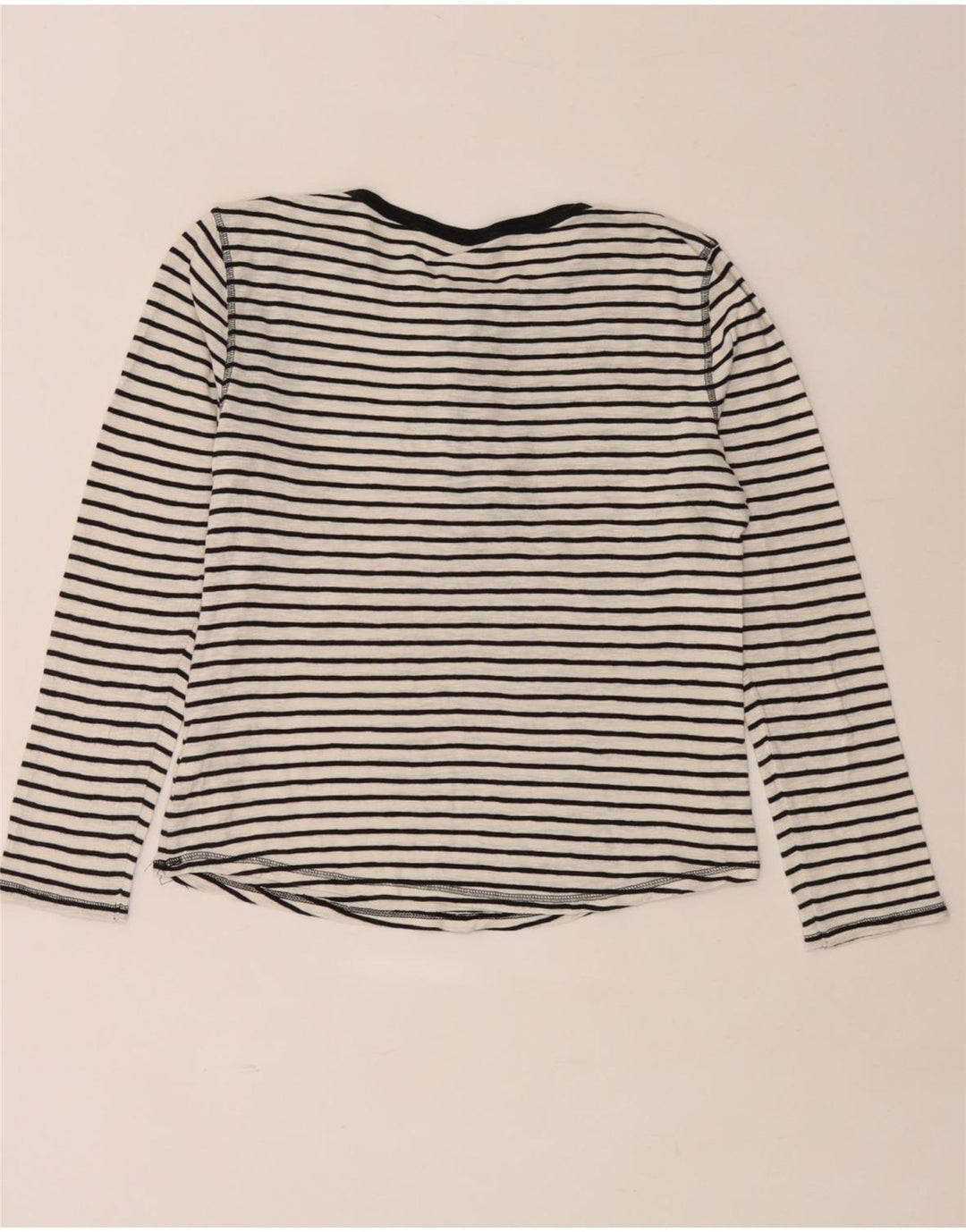 Top feminino Marks & Spencer manga comprida Reino Unido 14 algodão listrado branco médio