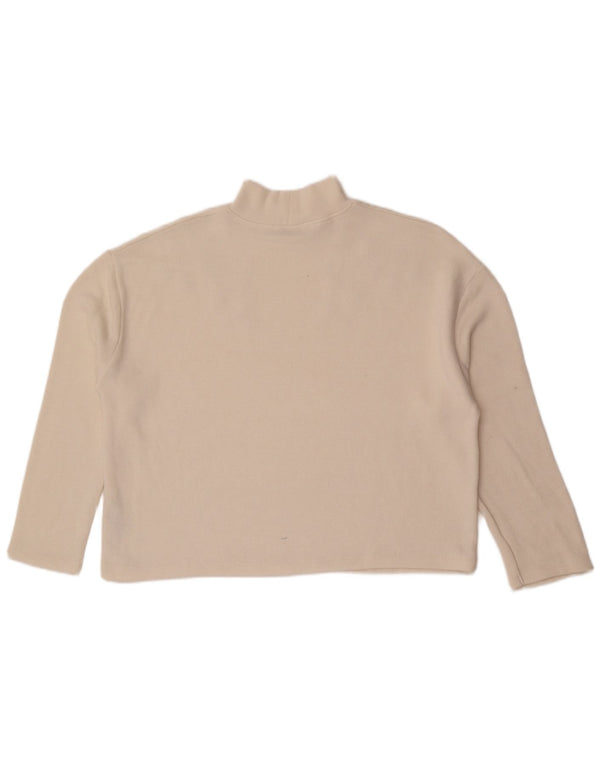 Zara Womens Loose Fit Crop Top Manga Longa Reino Unido 14 Médio Branco Manchado