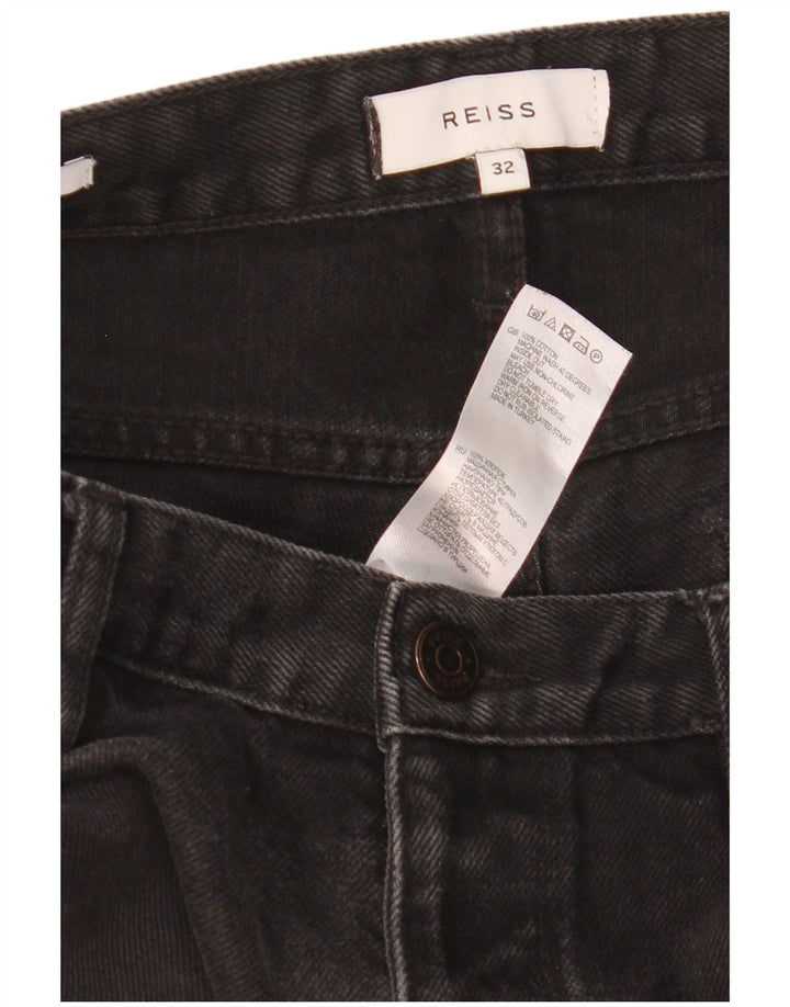 Jeans REISS feminino slim cônico W32 L33 algodão preto