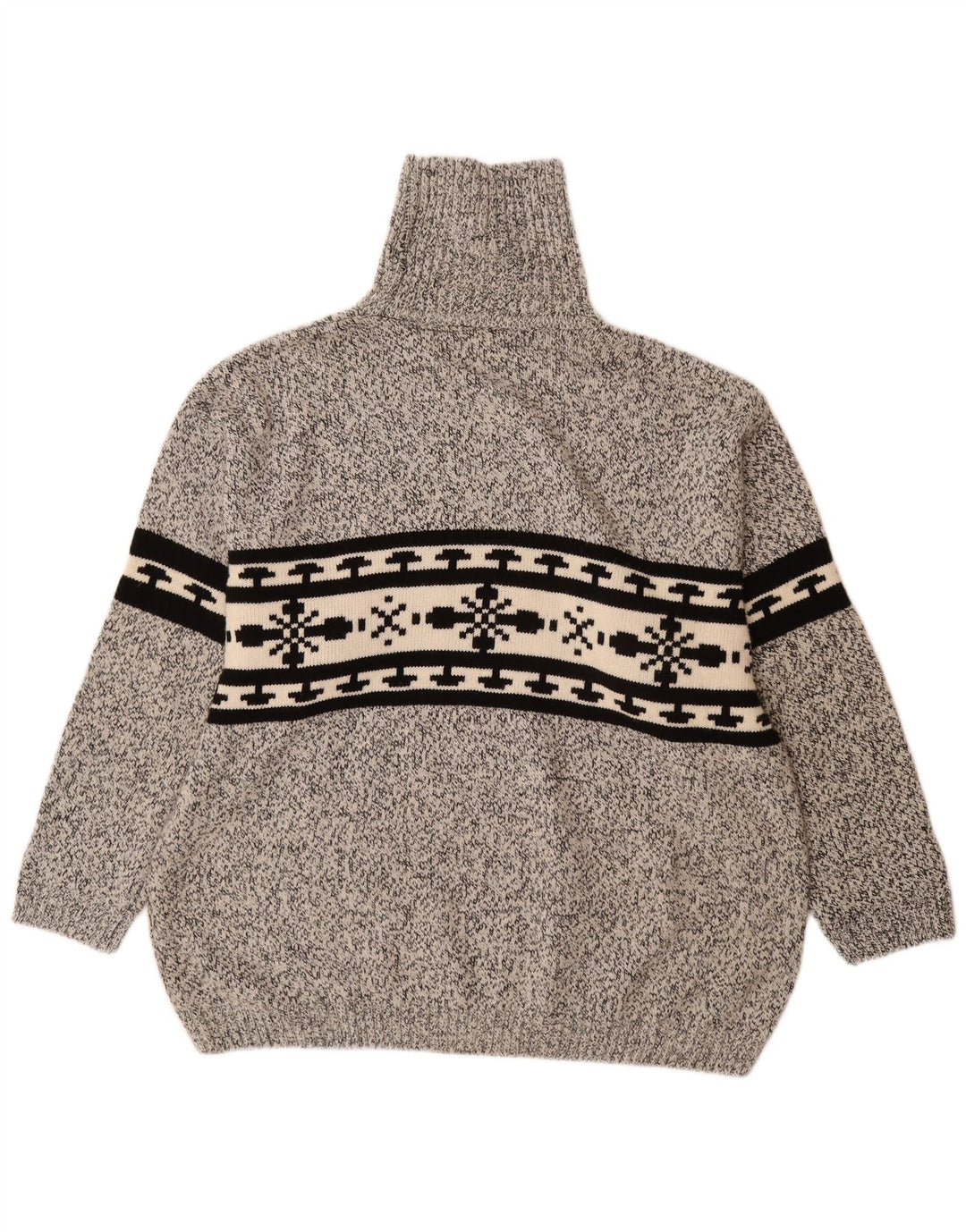 Suéter masculino VINTAGE com gola redonda 2XL cinza Fair Isle acrílico