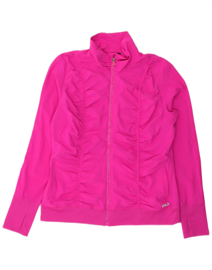 Fila Womens Tracksuit Top Jacket UK 16 Grande Poliéster Rosa
