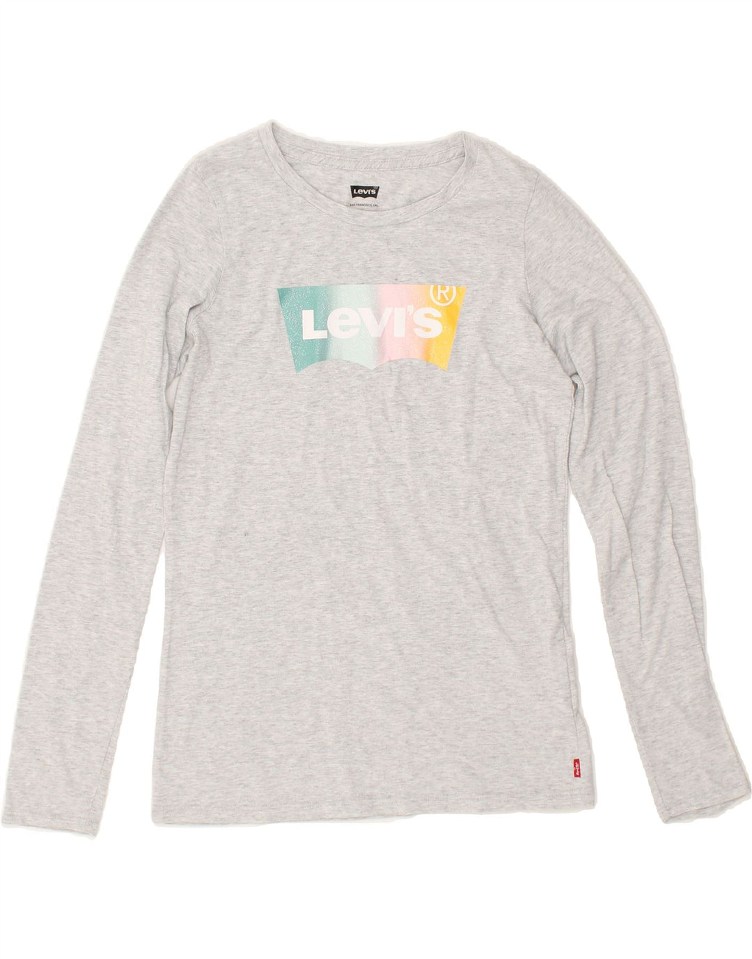 LEVI'S Girls Graphic Top Long Sleeve 15-16 Years Grey Cotton | Vintage Levi's | Thrift | Second-Hand Levi's | Used Clothing | Messina Hembry 