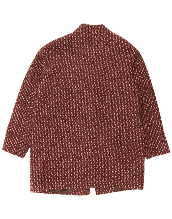 Sobretudo feminino Marks & Spencer Reino Unido 14 grande vermelho Chevron poliéster