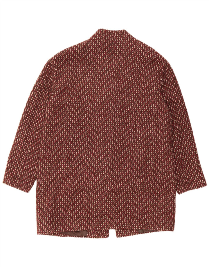 Sobretudo feminino Marks & Spencer Reino Unido 14 grande vermelho Chevron poliéster