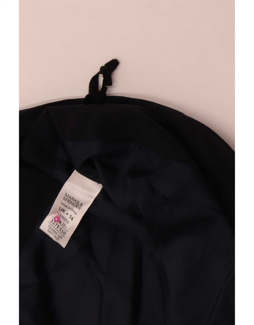 Saia lápis feminina Marks & Spencer UK 14 grande W34 azul marinho poliéster