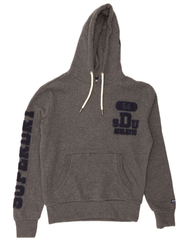 SUPERDRY moletom com capuz masculino gráfico pequeno algodão cinza