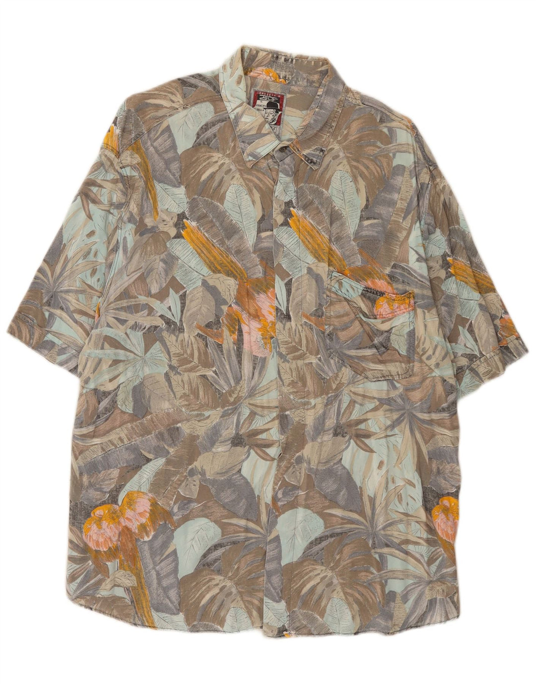 Camisa masculina vintage de manga curta XL multicolorida floral