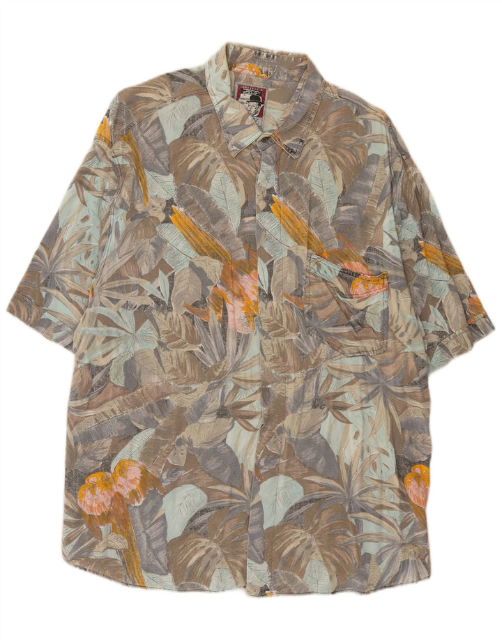 Camisa masculina vintage de manga curta XL multicolorida floral