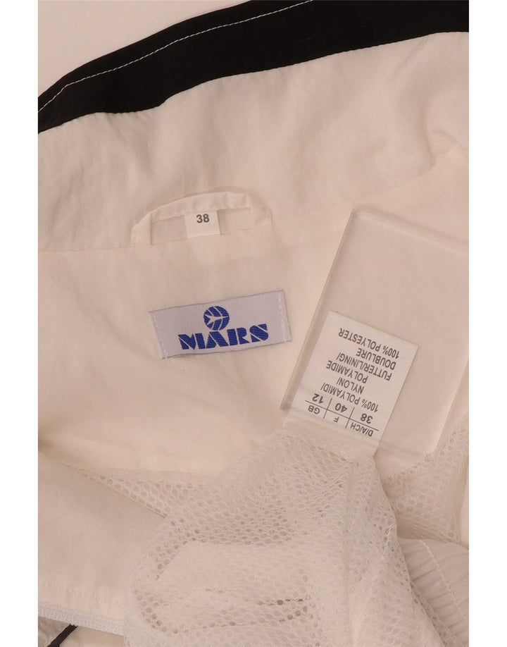 Jaqueta de agasalho feminino vintage UK 12 bloco colorido branco médio