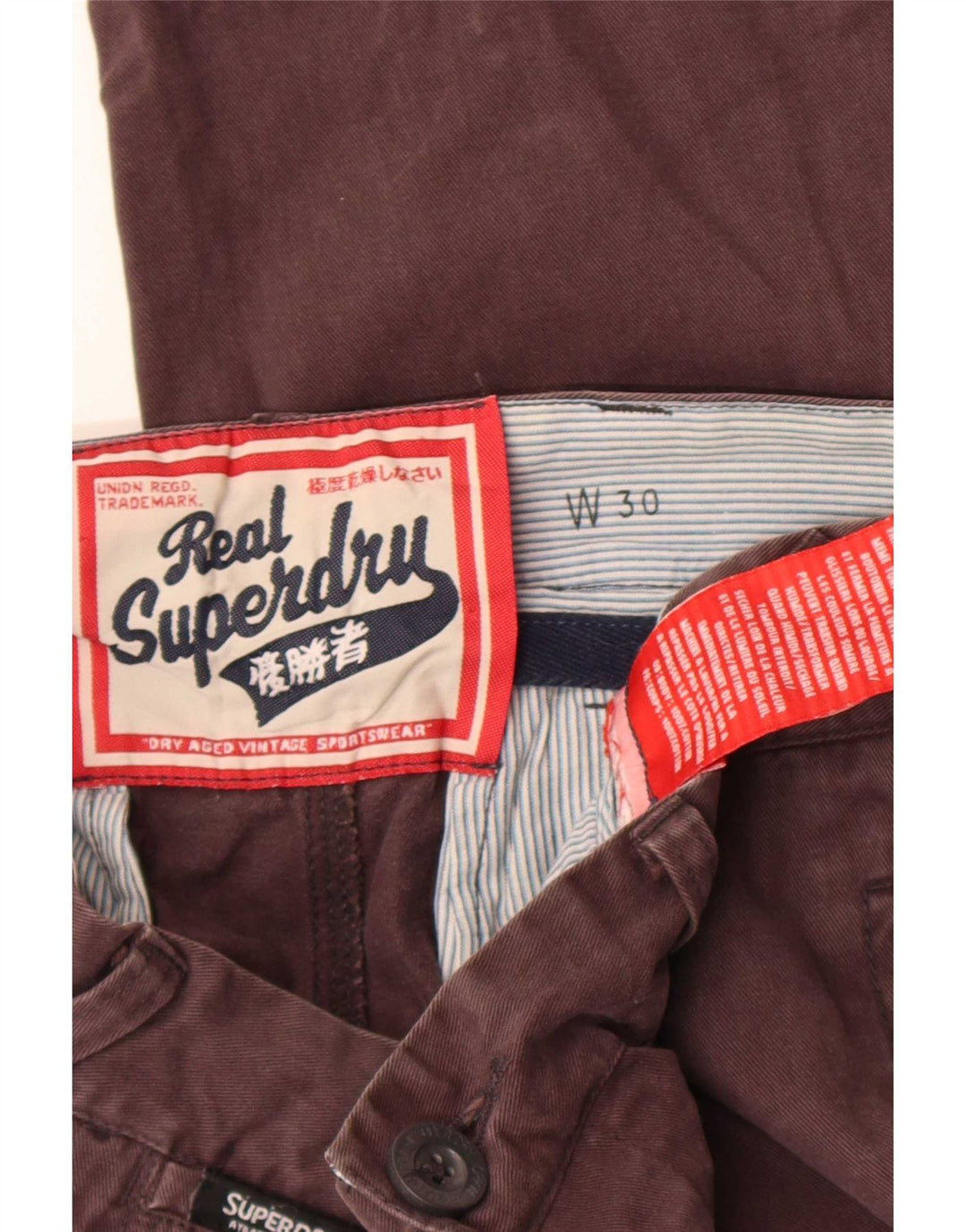 Shorts Chino Masculino Superdry W30 Algodão Marrom Médio