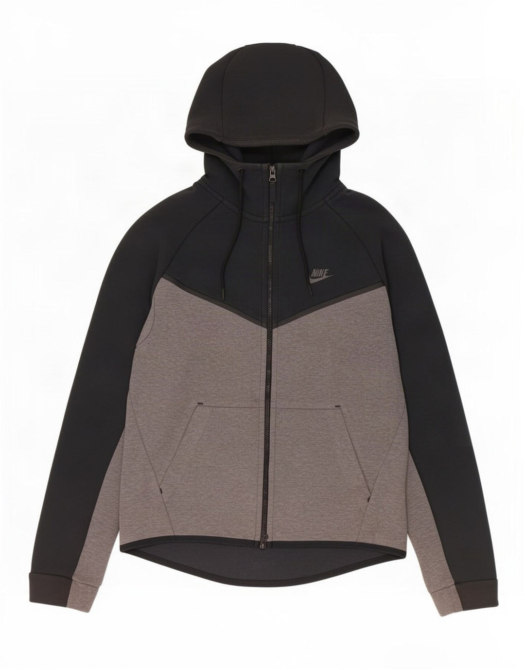 Suéter masculino Nike com capuz e zíper médio preto colorblock algodão