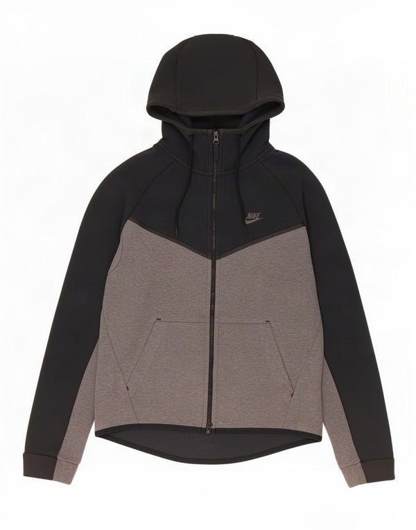 Suéter masculino Nike com capuz e zíper médio preto colorblock algodão