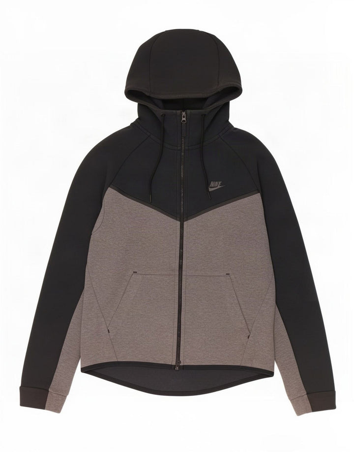 Suéter masculino Nike com capuz e zíper médio preto colorblock algodão