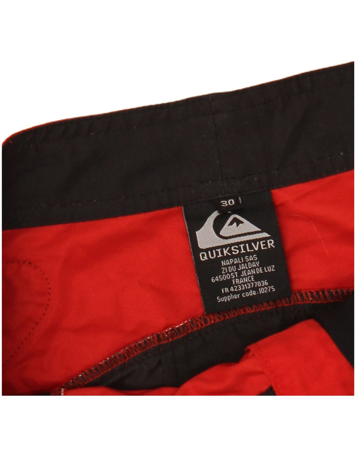 Quiksilver Mens Graphic Natação Shorts Médio Poliéster Colorblock Vermelho