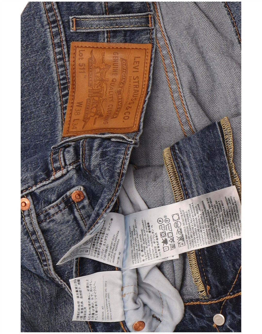 Calça Jeans Levis 511 Slim Masculina W38 L26 Azul Algodão