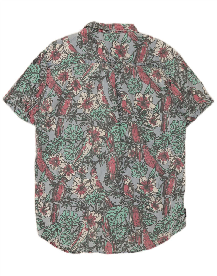 Camisa masculina SUPERDRY manga curta regular fit grande algodão floral azul