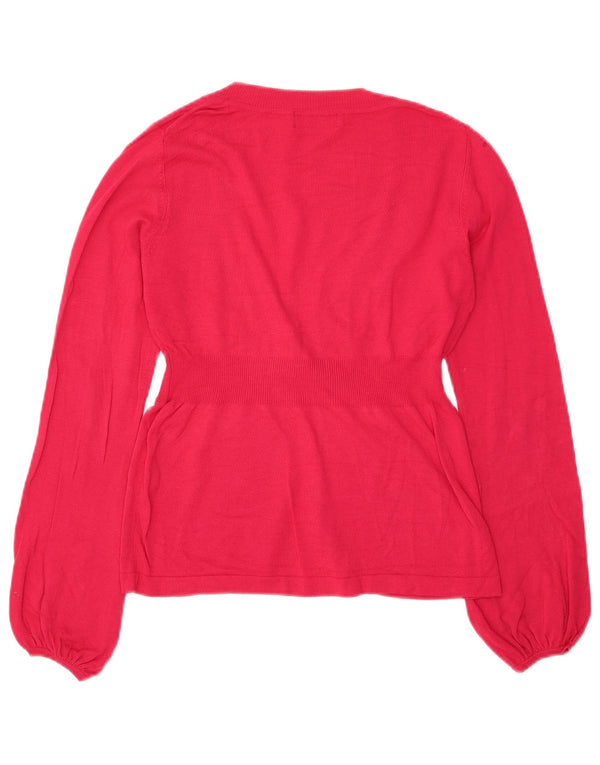Suéter cardigã feminino Marks & Spencer UK 8 pequeno viscose rosa