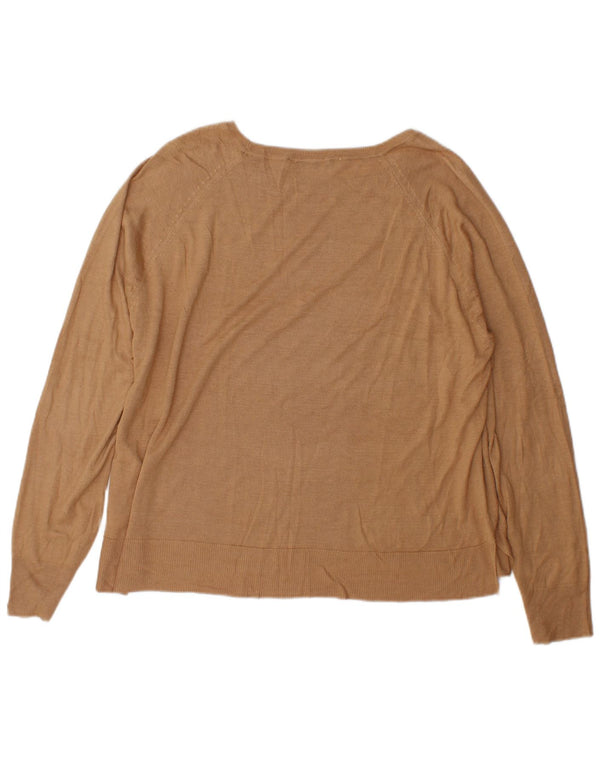 Zara Suéter feminino com gola canoa, Reino Unido 18 XL, viscose marrom