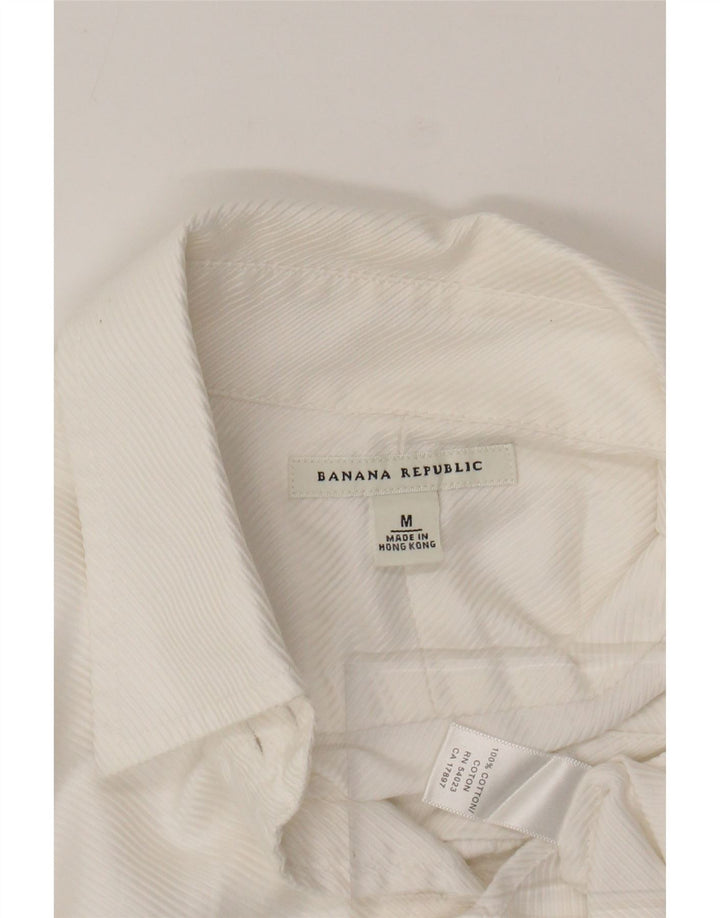 Camisa feminina de veludo BANANA REPUBLIC Reino Unido 14 algodão branco médio