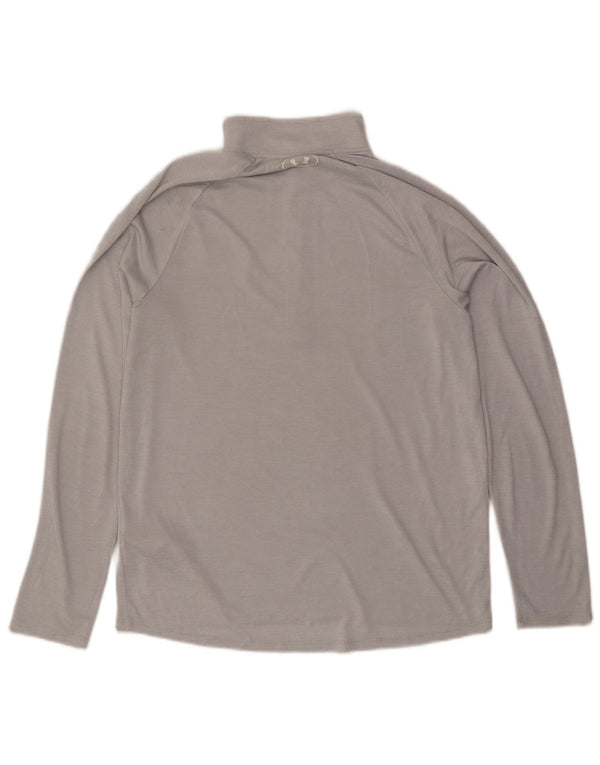 Under Armour Mens Zip Neck Loose Fit Top Manga Longa Médio Cinza Poliéster