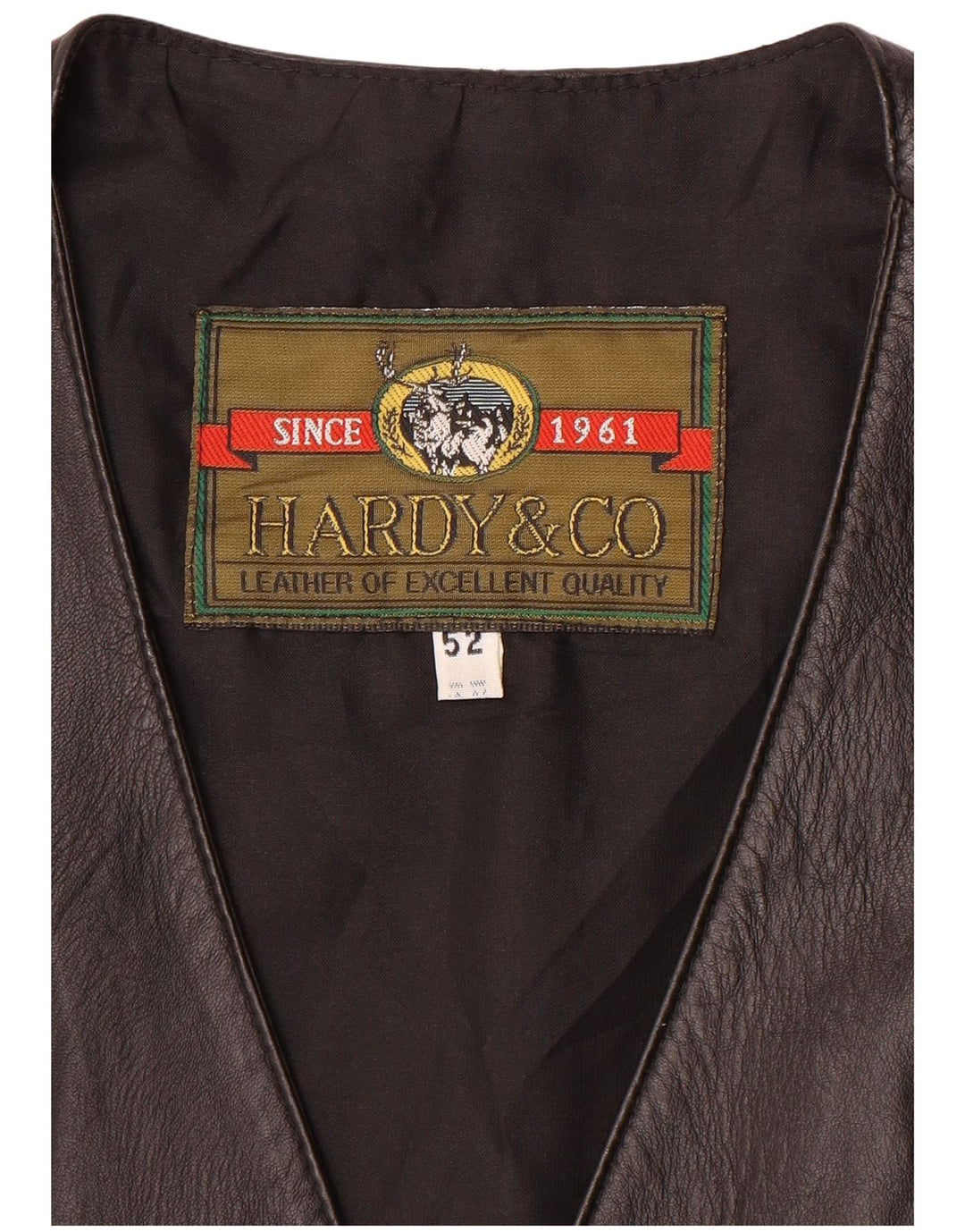 Colete de couro masculino vintage IT 52 grande couro preto
