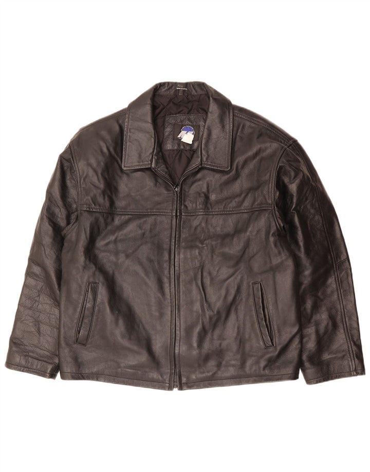Jaqueta de couro masculina vintage UK 42 XL couro preto