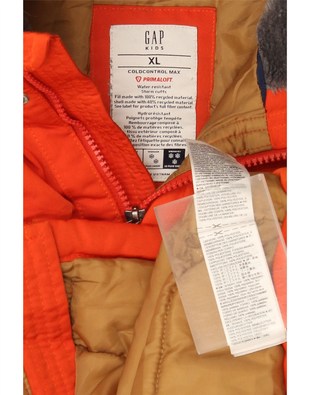 Jaqueta Parka com capuz para meninos GAP 11-12 anos XL laranja poliéster