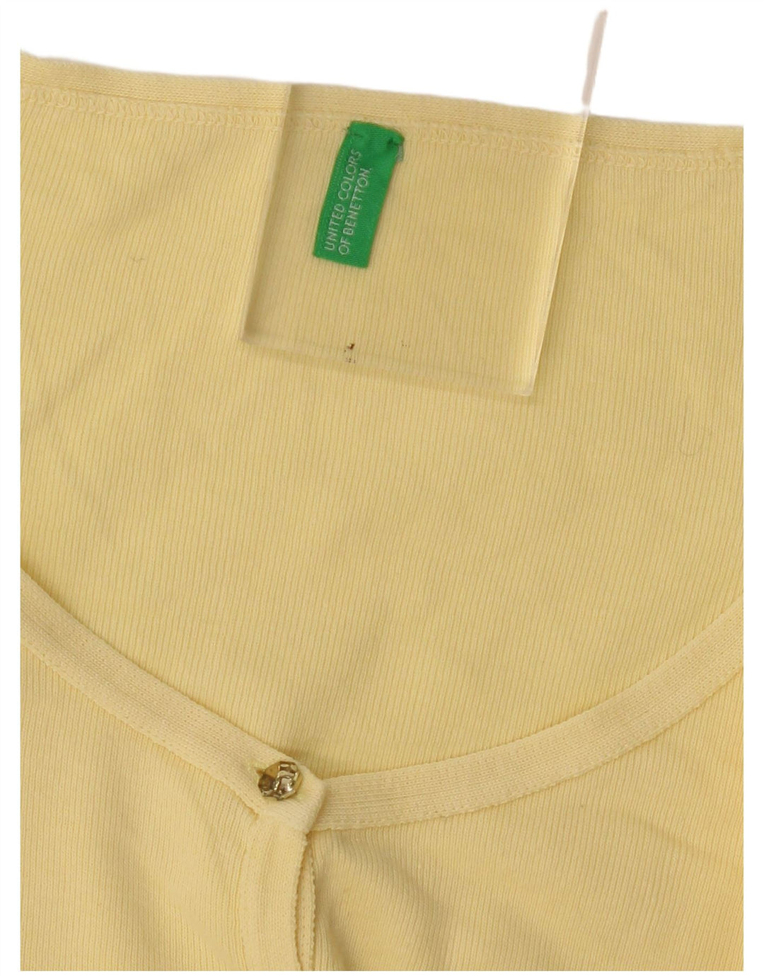 Suéter cardigã feminino Benetton UK 10 pequeno amarelo